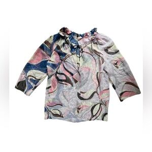 Emilio Pucci Sheer Printed Chiffon Tunic Blouse Large